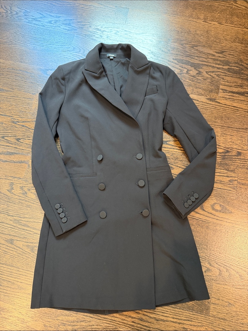 Express Classic Double-Breasted Black Blazer dress XS